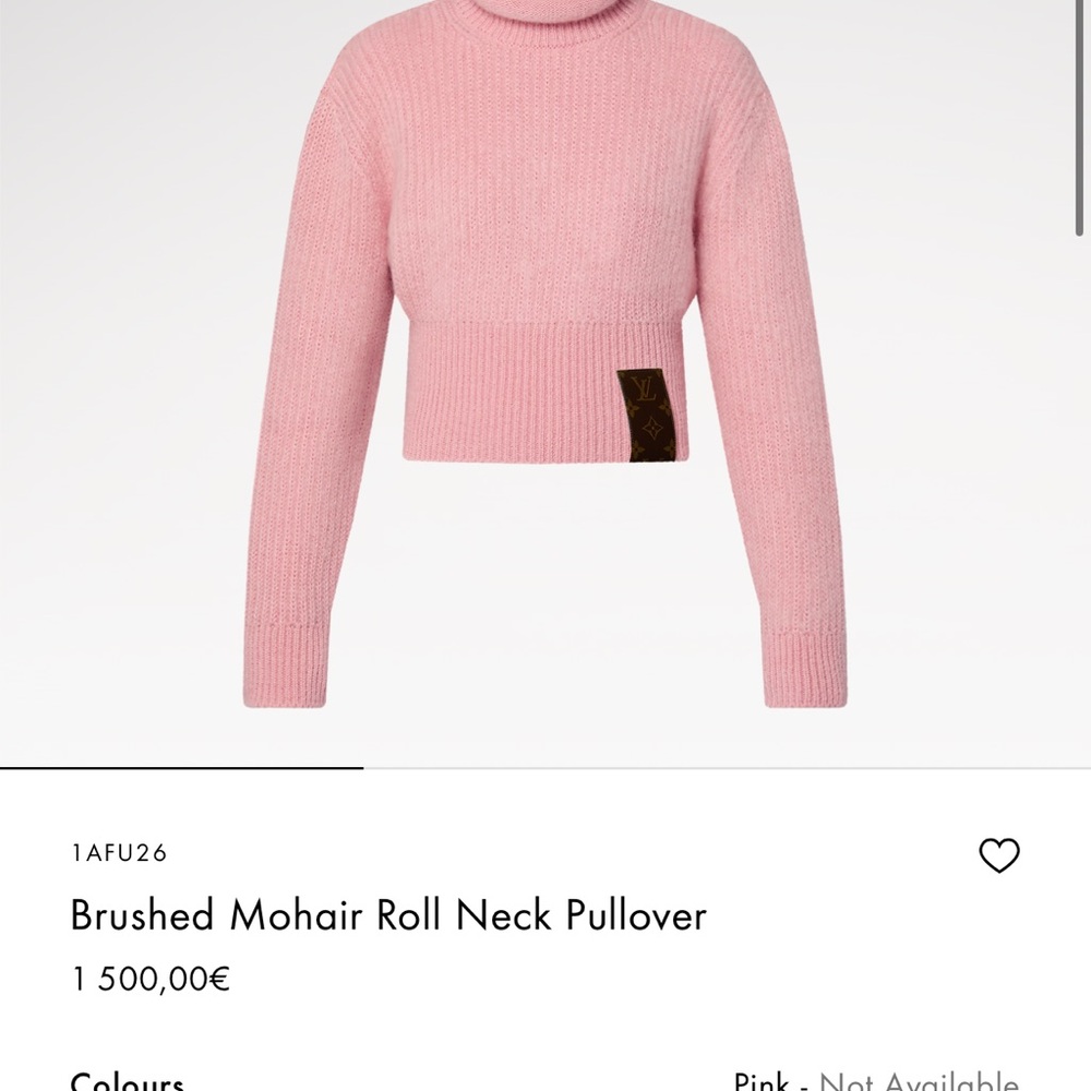 Louis Vuitton Pink Brushed Mohair Roll Neck Pullover